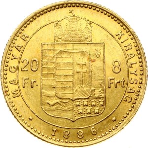 Hungary 20 Francs / 8 Forint 1886 KB