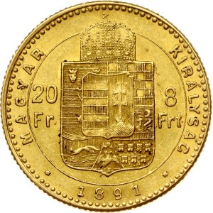 Hungary 20 Francs / 8 Forint 1891 KB