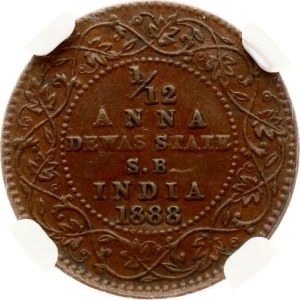 British India 1/12 Anna 1888 NGC AU 53 BN
