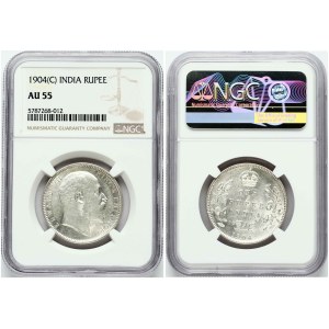 British India 1 Rupee 1904 C NGC AU 55