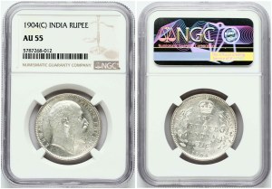 British India 1 Rupee 1904 C NGC AU 55