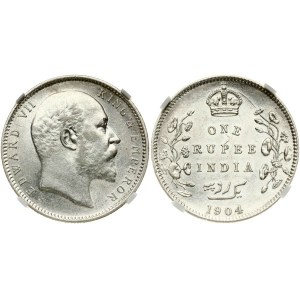 British India 1 Rupee 1904 C NGC AU 55