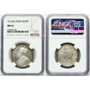 British India 1 Rupee 1912B NGC MS 61