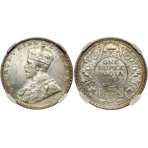 British India 1 Rupee 1912B NGC MS 61
