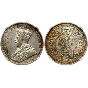 British India 1 Rupee 1913 B NGC AU 58