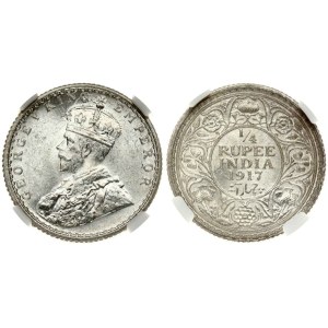 British India 1/4 Rupee 1917 C NGC MS 63