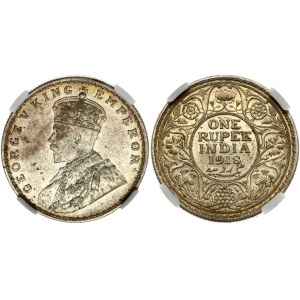British India 1 Rupee 1918 B NGC MS 60