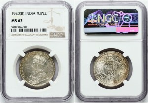 British India 1 Rupee 1920 B NGC MS 62