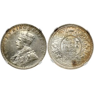 British India 1 Rupee 1920 B NGC MS 62
