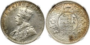 British India 1 Rupee 1920 B NGC MS 62