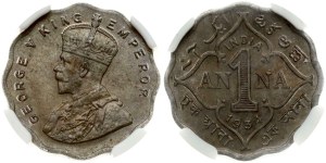 British India 1 Anna 1934 C NGC MS 62