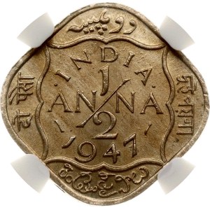 India British ½ Anna 1947 NGC MS 64
