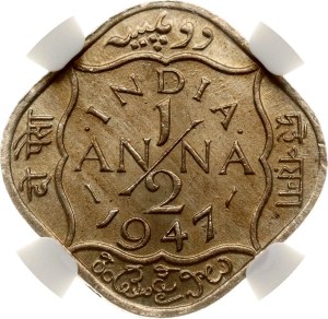 India British ½ Anna 1947 NGC MS 64