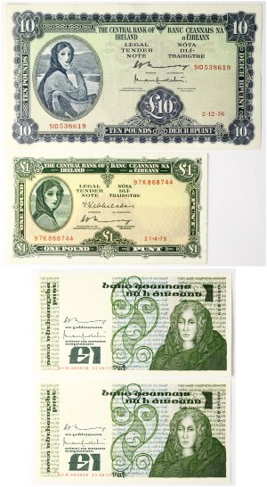 Ireland 1 Pound & 10 Pounds 1975-1977 Lot of 4 pcs