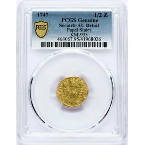 Italy Vatican 1/2 Zecchino 1747 PCGS AU Detail