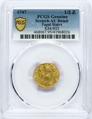 Italy Vatican 1/2 Zecchino 1747 PCGS AU Detail