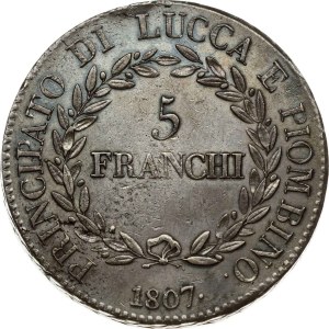 Italy Lucca 5 Franchi 1807