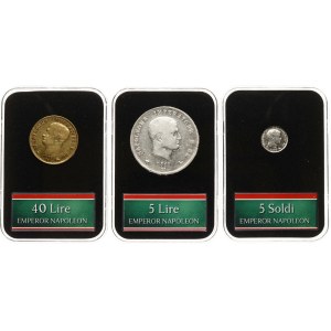 Italy Napoleonic Kingdom 5 Soldi - 40 Lire 1810-1814 Set of 3 coins in slabs