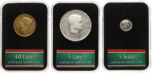 Italy Napoleonic Kingdom 5 Soldi - 40 Lire 1810-1814 Set of 3 coins in slabs