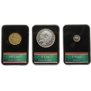 Italy Napoleonic Kingdom 5 Soldi - 40 Lire 1810-1814 Set of 3 coins in slabs