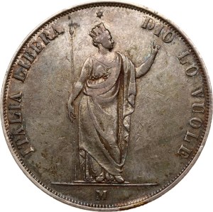 Italy Lombardy 5 Lire 1848 M