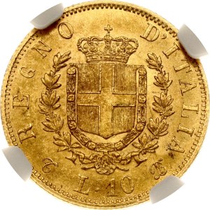 Italy 10 Lire 1863 T BN NGC MS 62