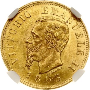 Italy 10 Lire 1863 T BN NGC MS 61
