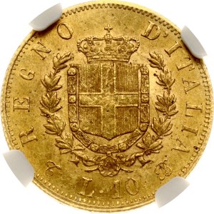 Italy 10 Lire 1863 T BN NGC MS 61