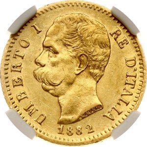 Italy 20 Lire 1882 R NGC AU 58