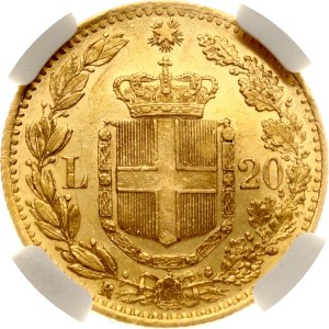 Italy 20 Lire 1882 R NGC AU 58
