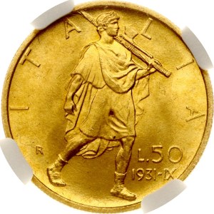 Italy 50 Lire 1931 R IX NGC MS 64