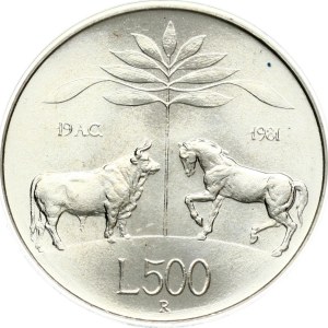 Italy 500 Lire 1981 R Death of Virgil