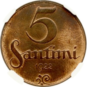 Latvia 5 Santimi 1922 NGC MS 63 RB