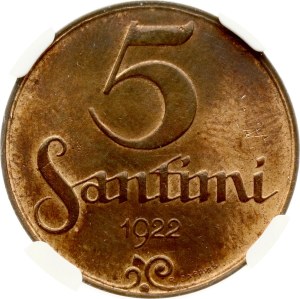Latvia 5 Santimi 1922 NGC MS 63 RB