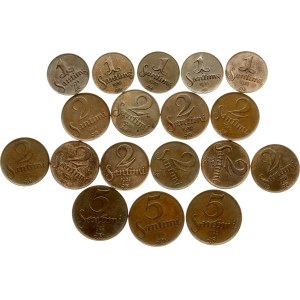 Latvia 1 - 5 Santimi 1922-1935 Lot of 18 coins