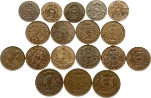 Latvia 1 - 5 Santimi 1922-1935 Lot of 18 coins