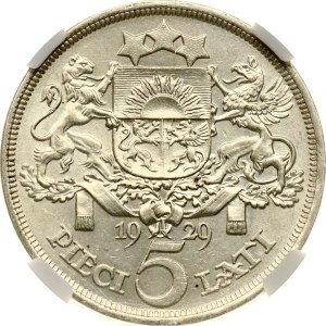 Latvia 5 Lati 1929 NGC MS 61