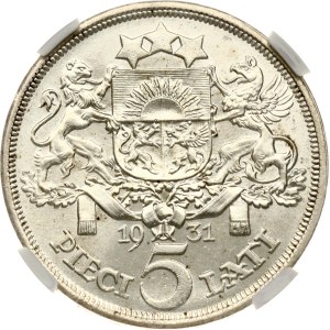 Latvia 5 Lati 1931 NGC MS 63