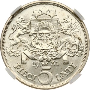 Latvia 5 Lati 1931 NGC MS 63