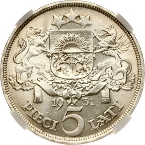 Latvia 5 Lati 1931 NGC MS 62