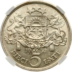 Latvia 5 Lati 1932 NGC MS 61