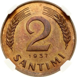 Latvia 2 Santimi 1937 NGC MS 64 RB