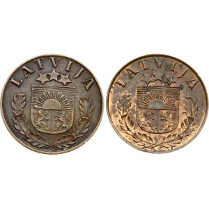 Latvia 2 Santimi 1937 Original & 2 Santimi 1937 Forgery! Lot of 2 pcs