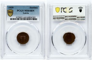 Latvia 1 Santims 1939 PCGS MS 64 BN MAX GRADE