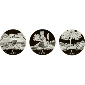Latvia 1 Lats 2000-2002 Earth Heaven Destiny Set Lot of 3 coins