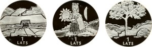 Latvia 1 Lats 2000-2002 Earth Heaven Destiny Set Lot of 3 coins