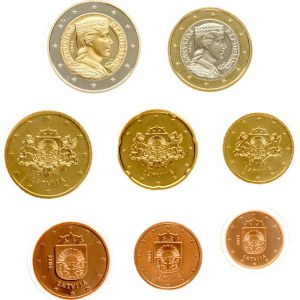 Latvia 1 Euro Cent - 2 Euro 2014 Set of 8 coins