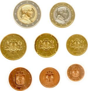 Latvia 1 Euro Cent - 2 Euro 2014 Set of 8 coins