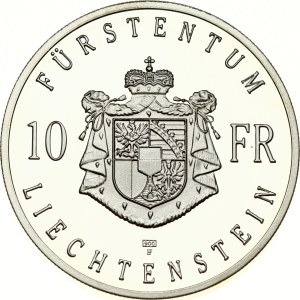 Liechtenstein 10 Franken 1990 HF Succession of Hans-Adam II