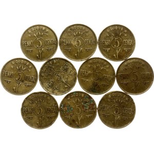 Lithuania 5 Centai 1925 Lot of 10 Coins